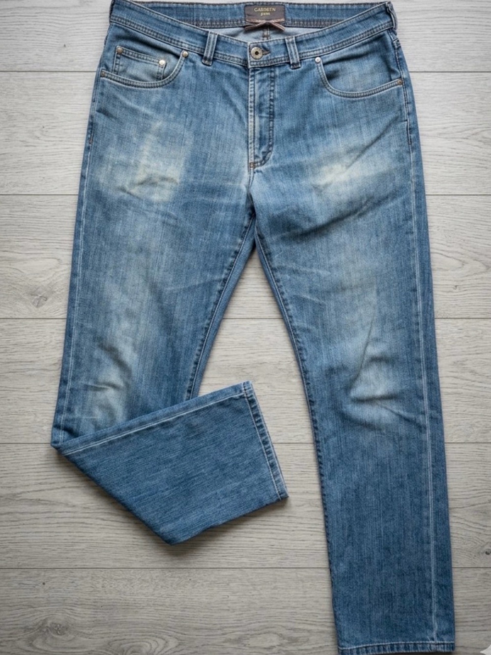 Gardeur Nigel 1 36x32 Slim Straight Men's Jeans in Light wash distressed